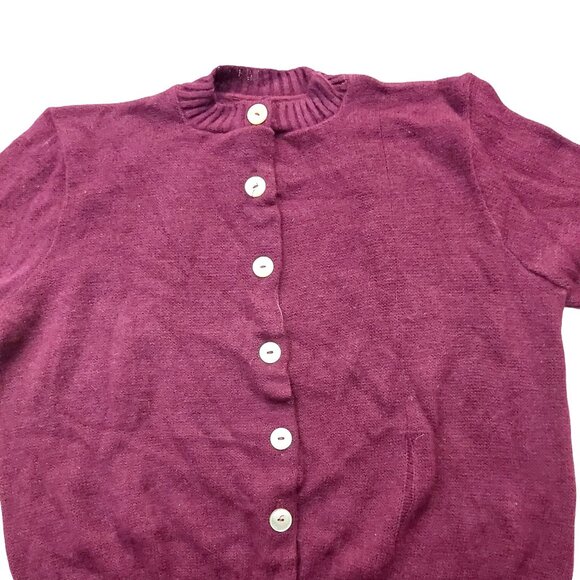 Vintage 1940s-1950s Burgundy/Purple Knit Cardigan Sweater - Picture 5 of 10